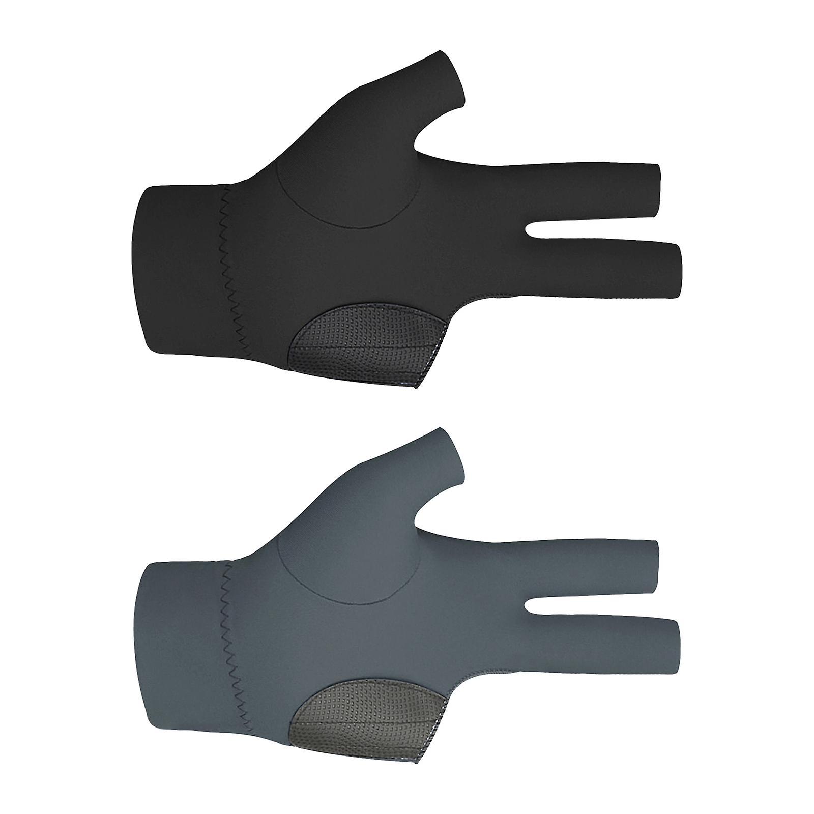 2本3本指ビリヤードグローブスヌーカーグローブブラックとグレー左