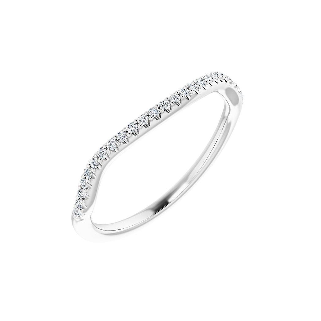 14k White Gold Band Oval 8x6mm Polished 0.1 Carat Diamond-Band Size 7-Band Style Ring for Women and Men