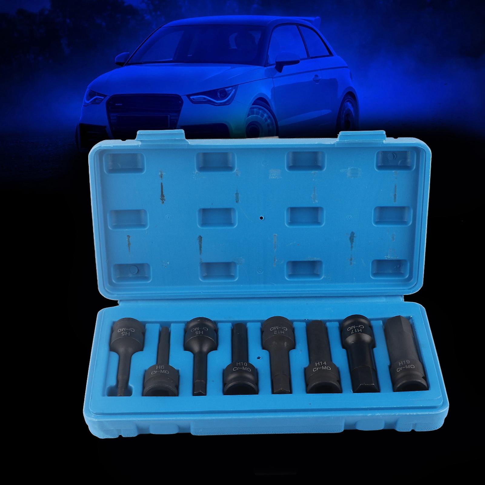 8Pcs 1/2" Drive Air Allen Hex Bit Socket Set H5-H19 Black