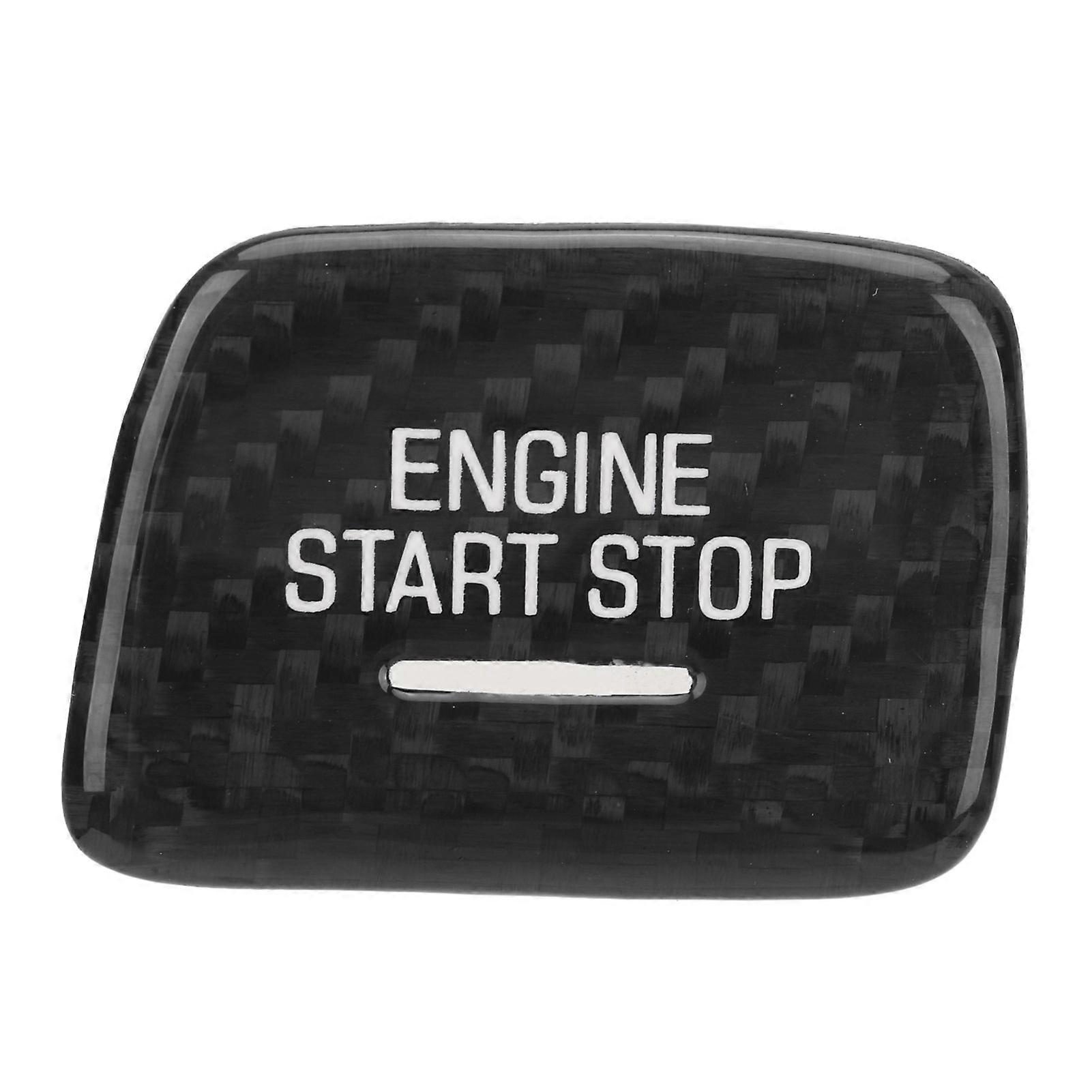 Engine Push to Start Button Cover Carbon Fiber Start Switch Cap Replacement for C7 2013 to 2019 Black