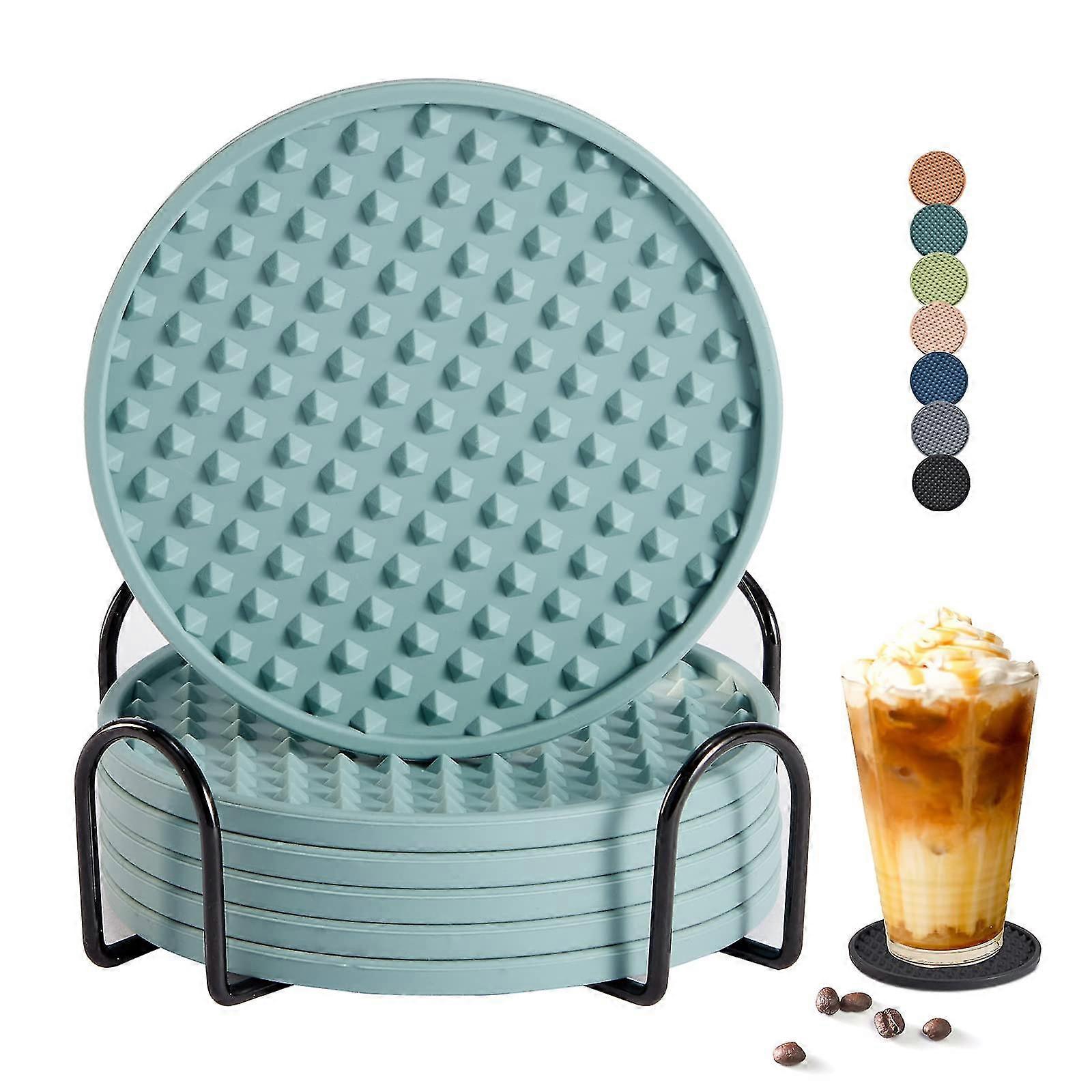 Silicone Drink Coasters Set Of 6 With Holder