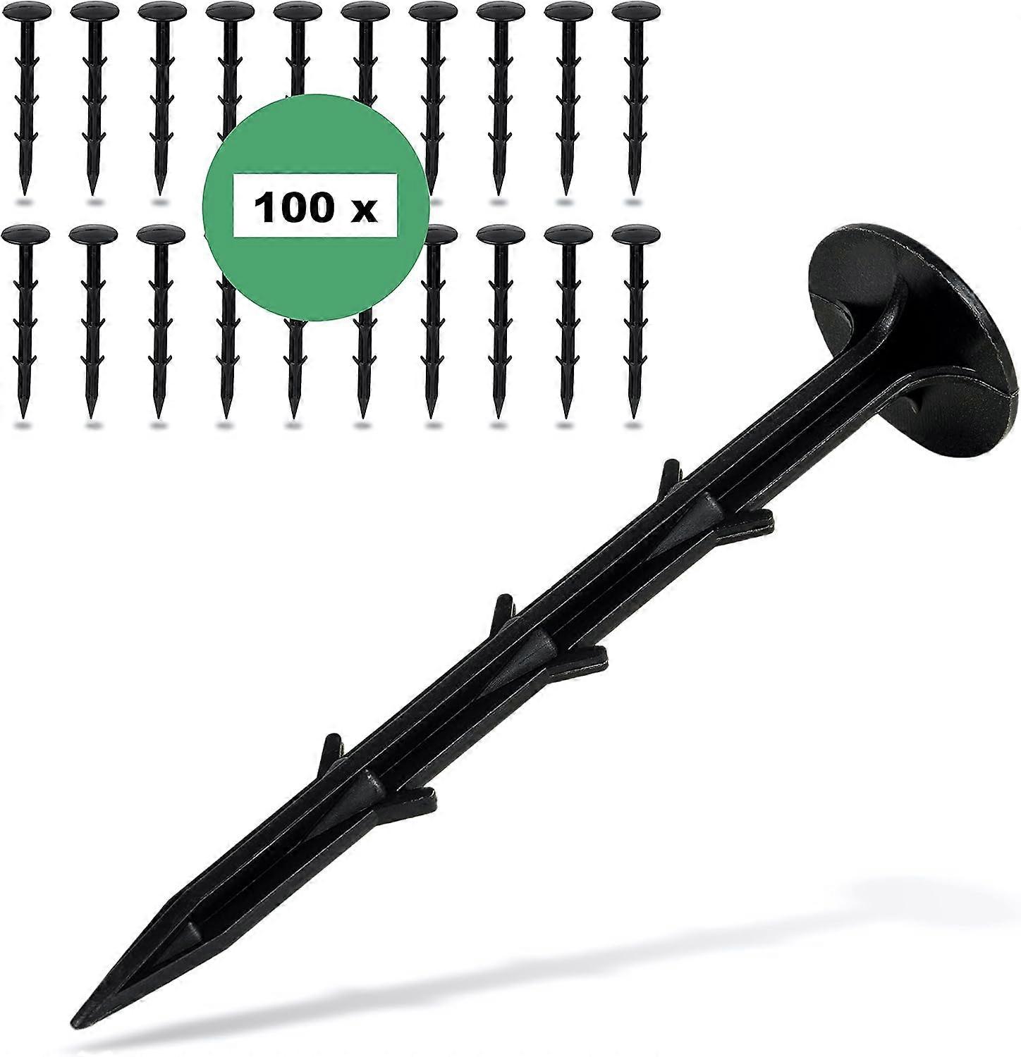 100 Pack Weed Control Web Anchor Stakes - Extremely Stable - Unbreakable Plastic Stakes