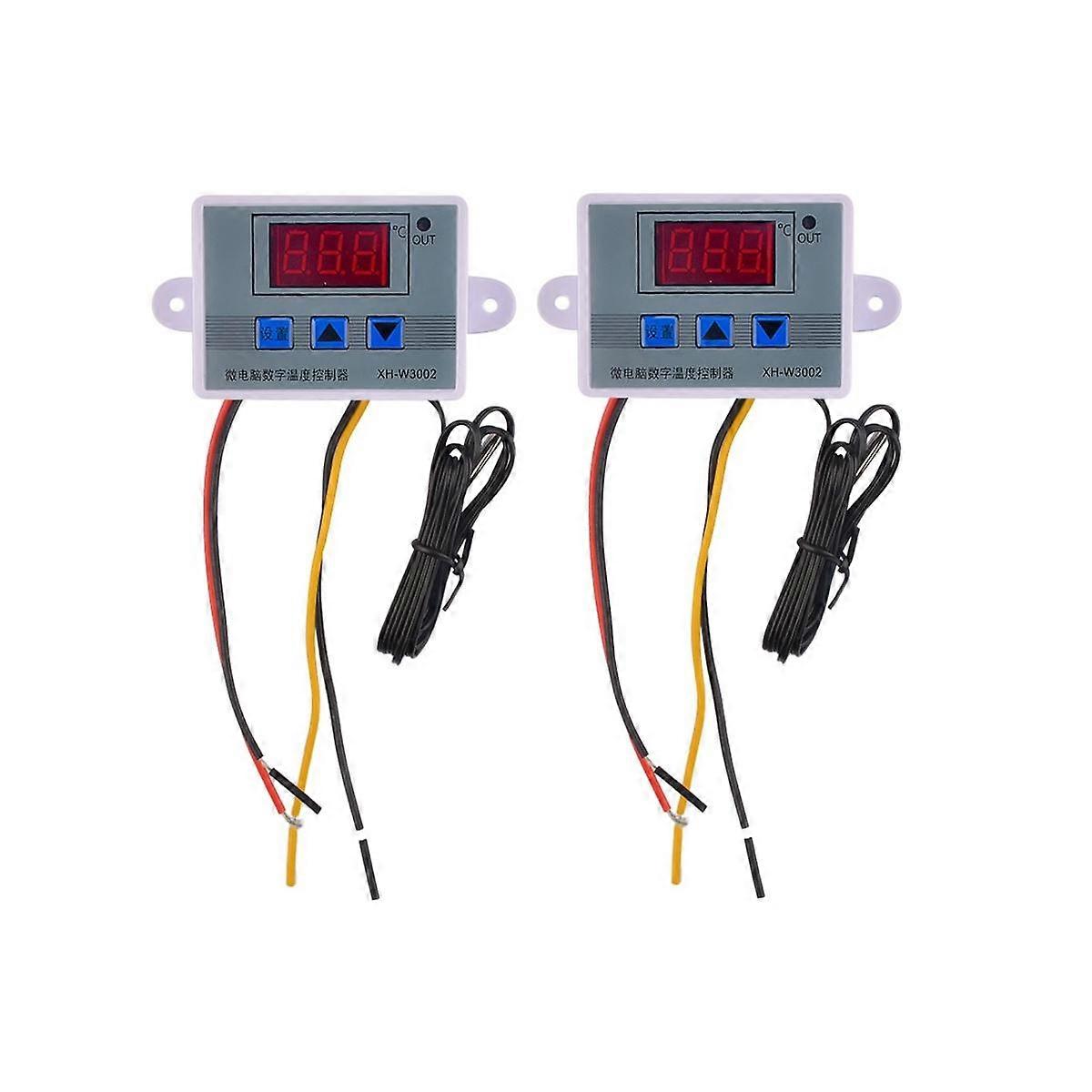 2Pcs W3002 Digital Temperature Controller Microcomputer Thermostat Thermoregulator Heat Cool Temperature Control Switch