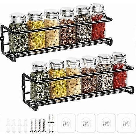 Rangement Epices Cuisine, tagre pices en Mtal Sans Percage, Range pices Murale Cuisine, Porte