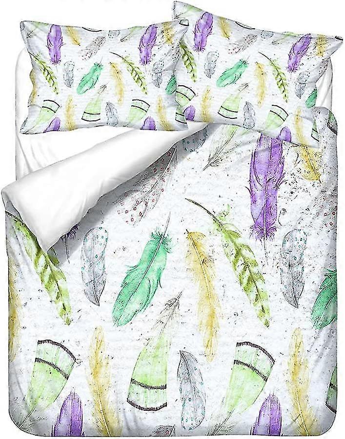 Duvet Cover Set Colorful 3d Feather Pattern Bedding Set For Kids Boys Girls Teens Quilt Covers With Pillowcase (style 8,single 150x200 Cm)