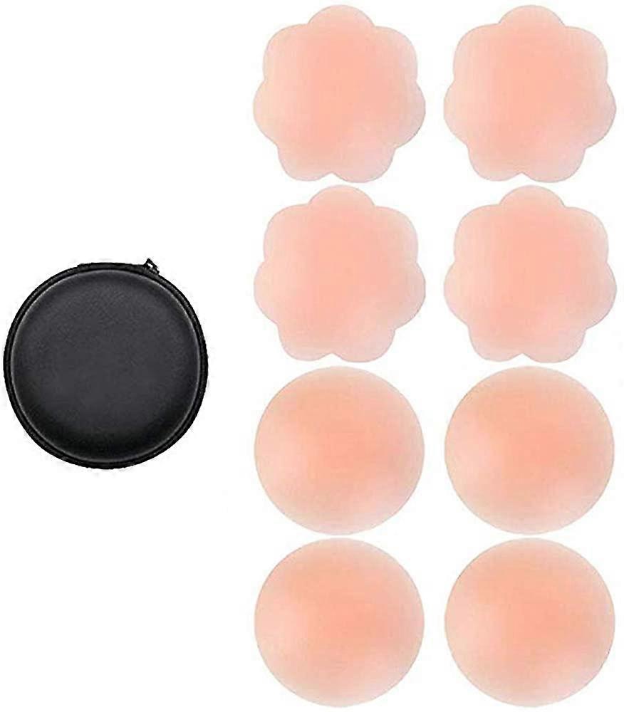 4 paires de cache-tétons, couvre-mamelon en silicone invisible autocollant réutilisable