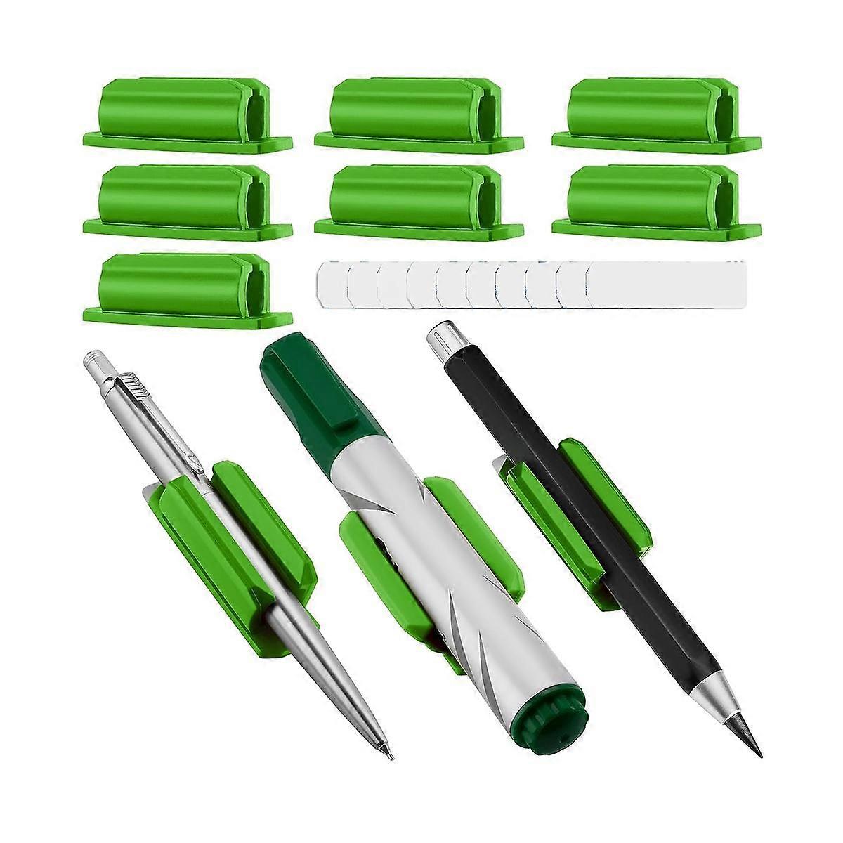 Pen Holder Set of 10 Adhesive Silicone Pen Holder for Desk and Other Surfaces with 10 Extra Paste P