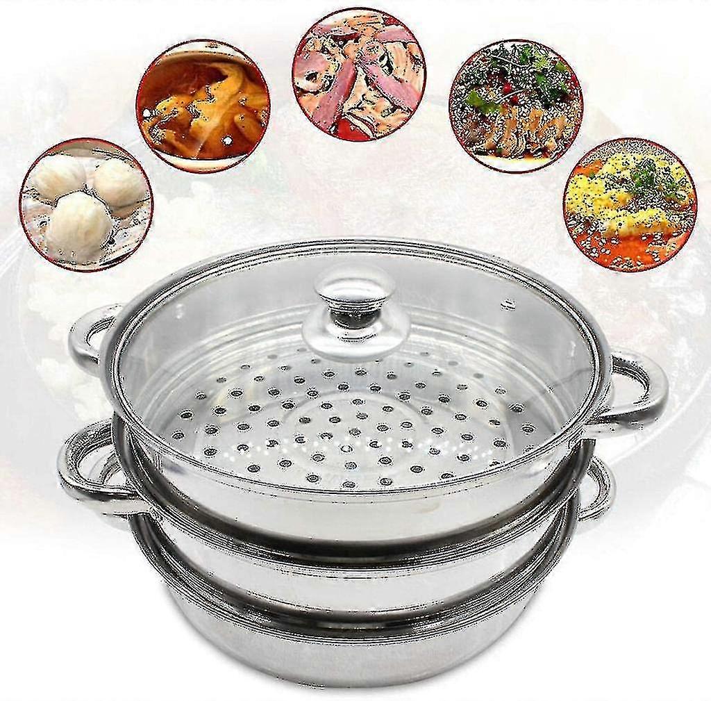 قدر ضغط 28 سم قدر ضغط ستانلس ستيل قدر طهي 3 طبقات مع غطاء زجاجي -ys