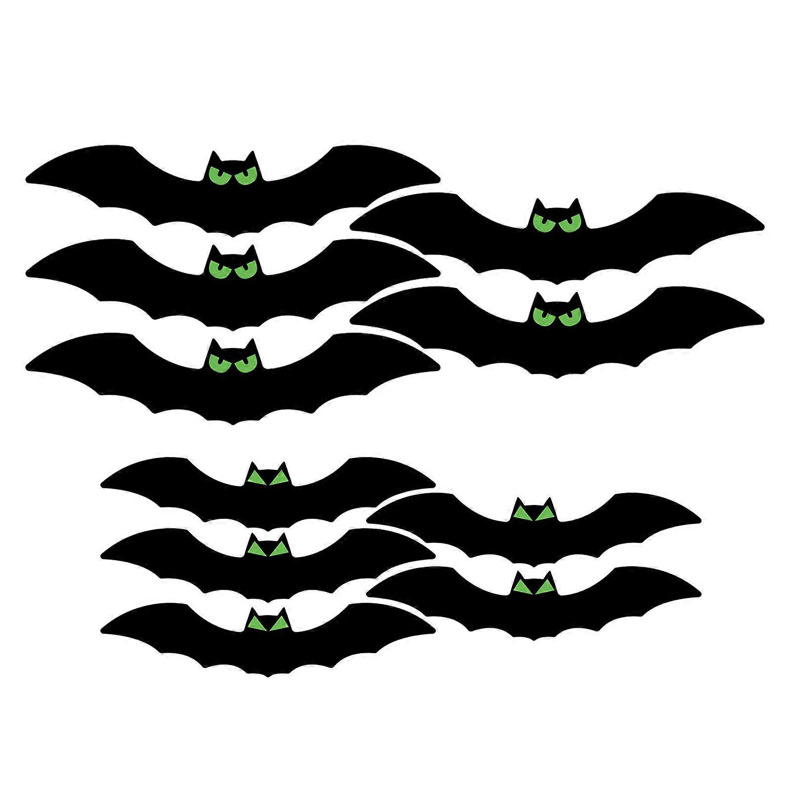 10pcs Halloween Scary Bat Decor with Glowing Eyes Fashion Party Decorative Props for Halloween Event