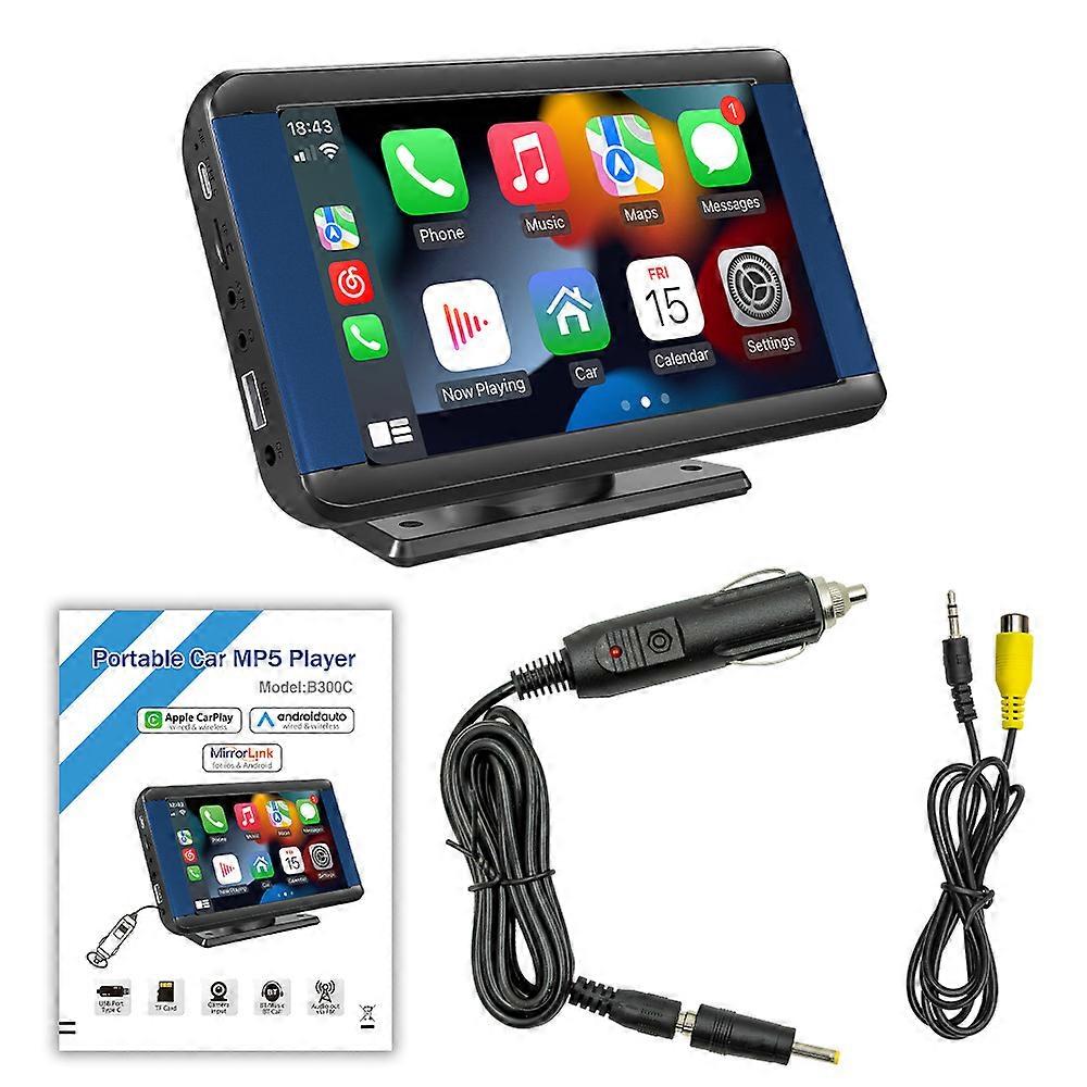 Portable Car MP5 Player 7" Screen BT5.0 FM Radio Mirror Link Apple CarPlay and Android Auto