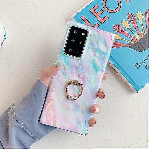 For Samsung Galaxy Note20 Laser Marble Pattern TPU Protective Case with Ring Holder