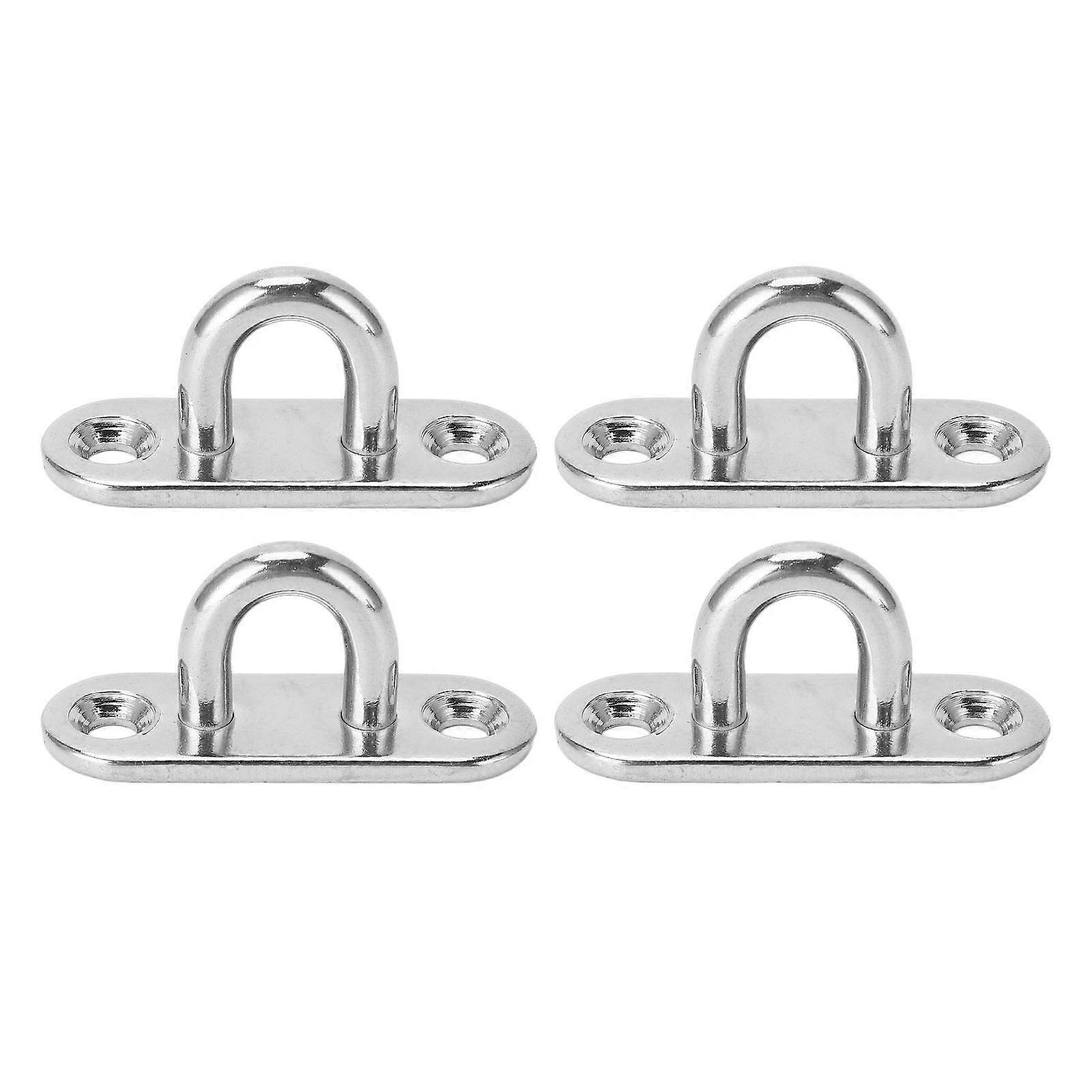 4個のステープルリングフックステンレス鋼頑丈な800LBマリンヨットRV用高強度パッドアイプレートUフック45x15mm / 1.8x0.6in