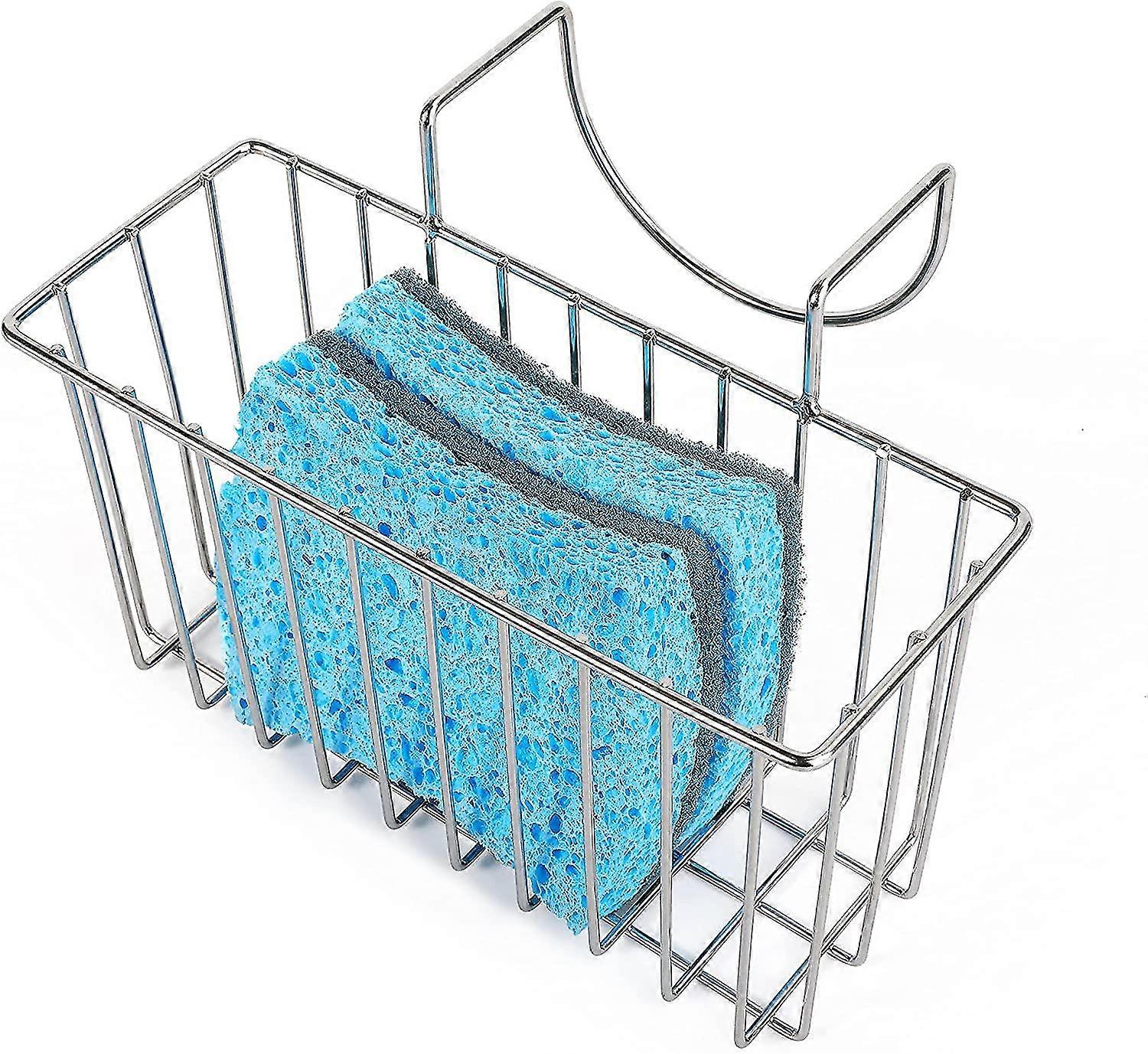 Kitchen Sponge Holder,sink Basket Dishwashing Drainer Rack Silver