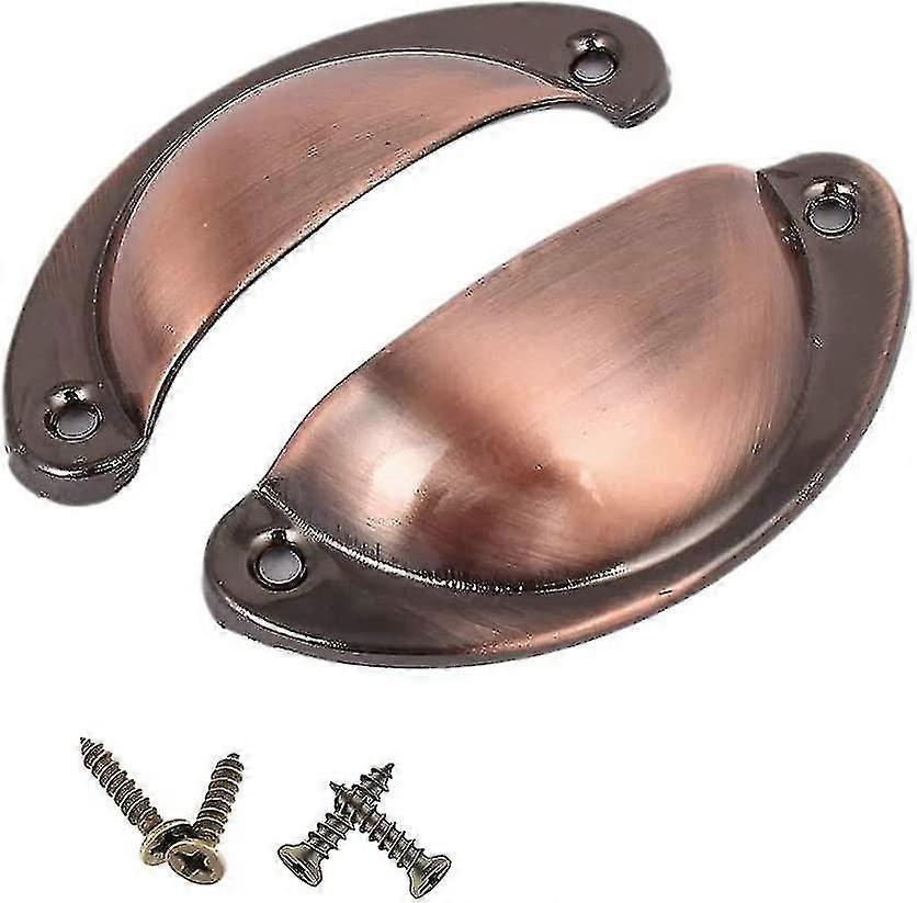 20 Packs Retro Shell Cup Handles, Brushed Red Copper Kitchen Cupboard Drawer