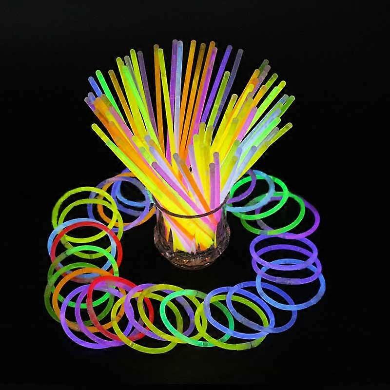 100 Glow Sticks for Children, Mixed Multicolored Glow Sticks-Kit to Create Glowsticks, Bracelets, Necklaces, Glasses and Ball
