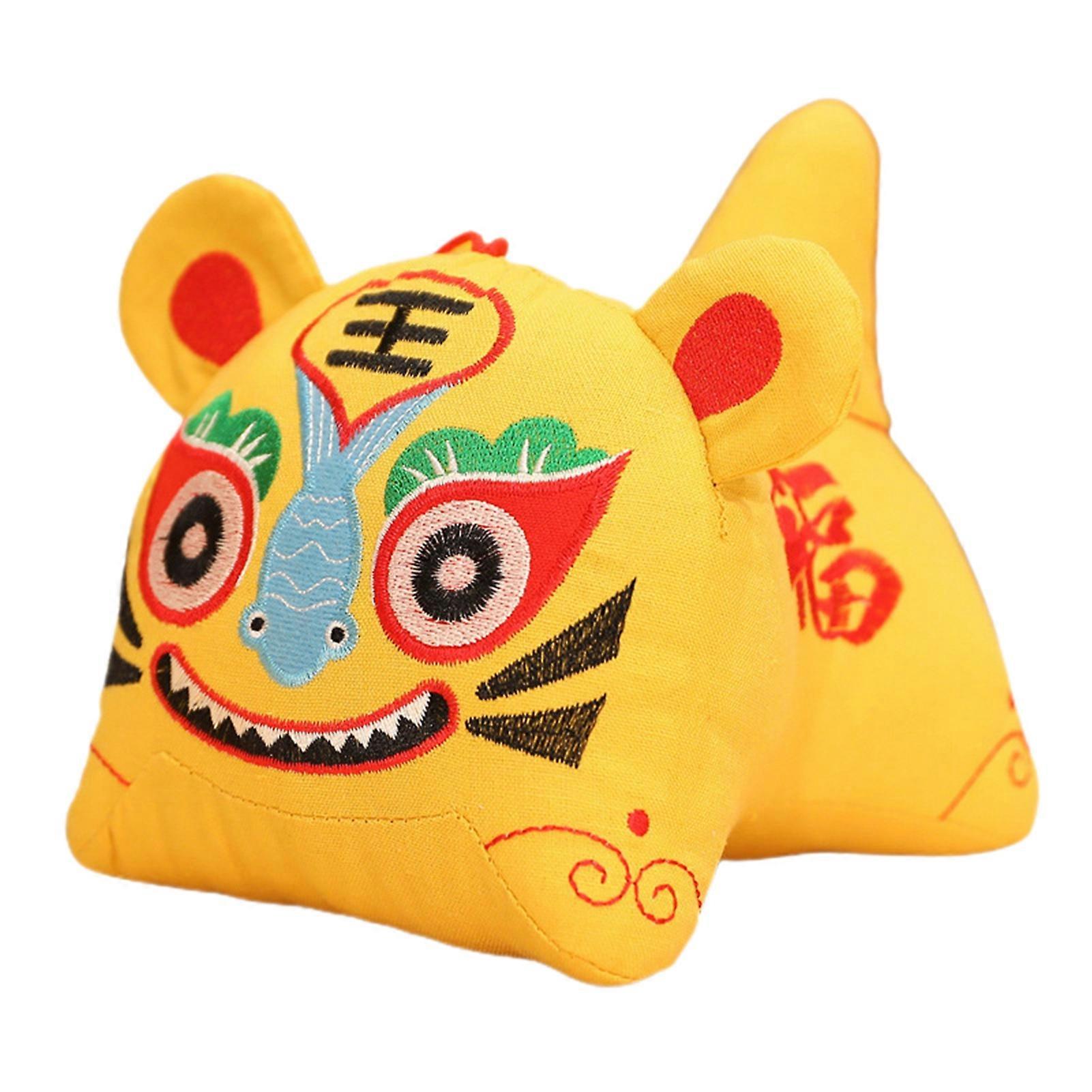Tiger Mascot Doll Delicate Embroidery Ethnic Style Red/Golden Color Chinese Zodiac Animal Tiger Plush Toy for Year of Tiger KAESI KAESI
