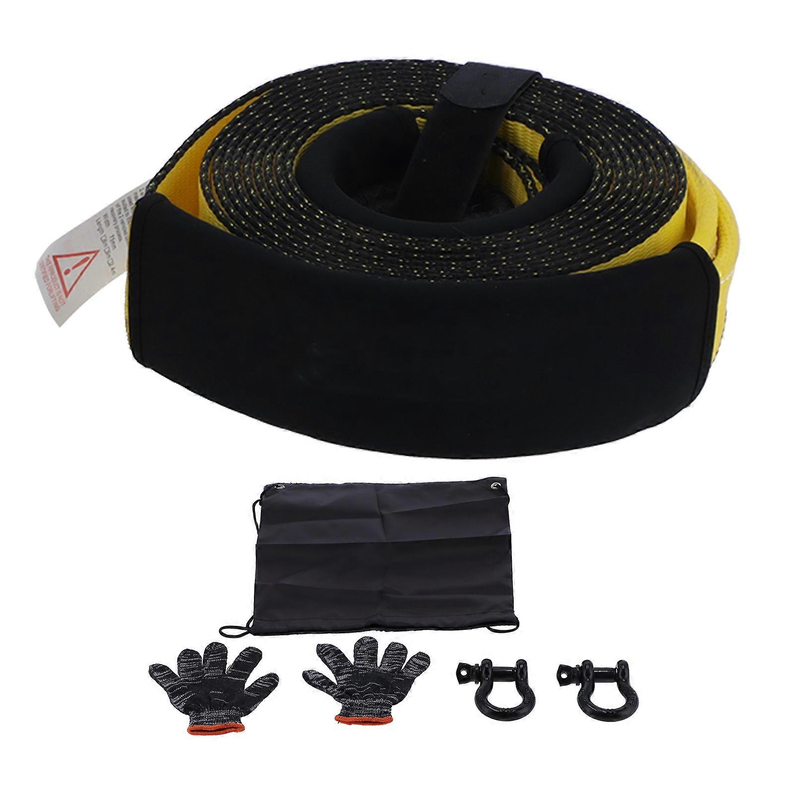 חבל גרירה חומר פוליאסטר לעבות רצועת גרירה אזיק אביזרי מתיחה קבועים 12 טוןצהוב