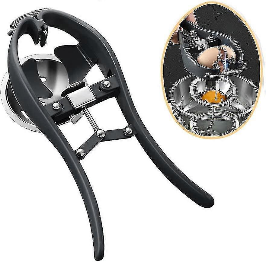 Stainless Steel Egg Cracker - Automatic Egg Cracking Tool - Easy Stainless Steel Eggshell Cutter - Creative Egg Separator (black)