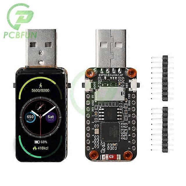 Carte de développement Esp32-s3 Écran LCD de 1,47 pouce Perles de couleur RVB intégrées Porte-carte Micro SD Port série USB pleine vitesse