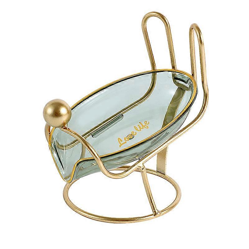 Vertical Soap Box Drain Metal Soap Rack Rack, Transparent Green