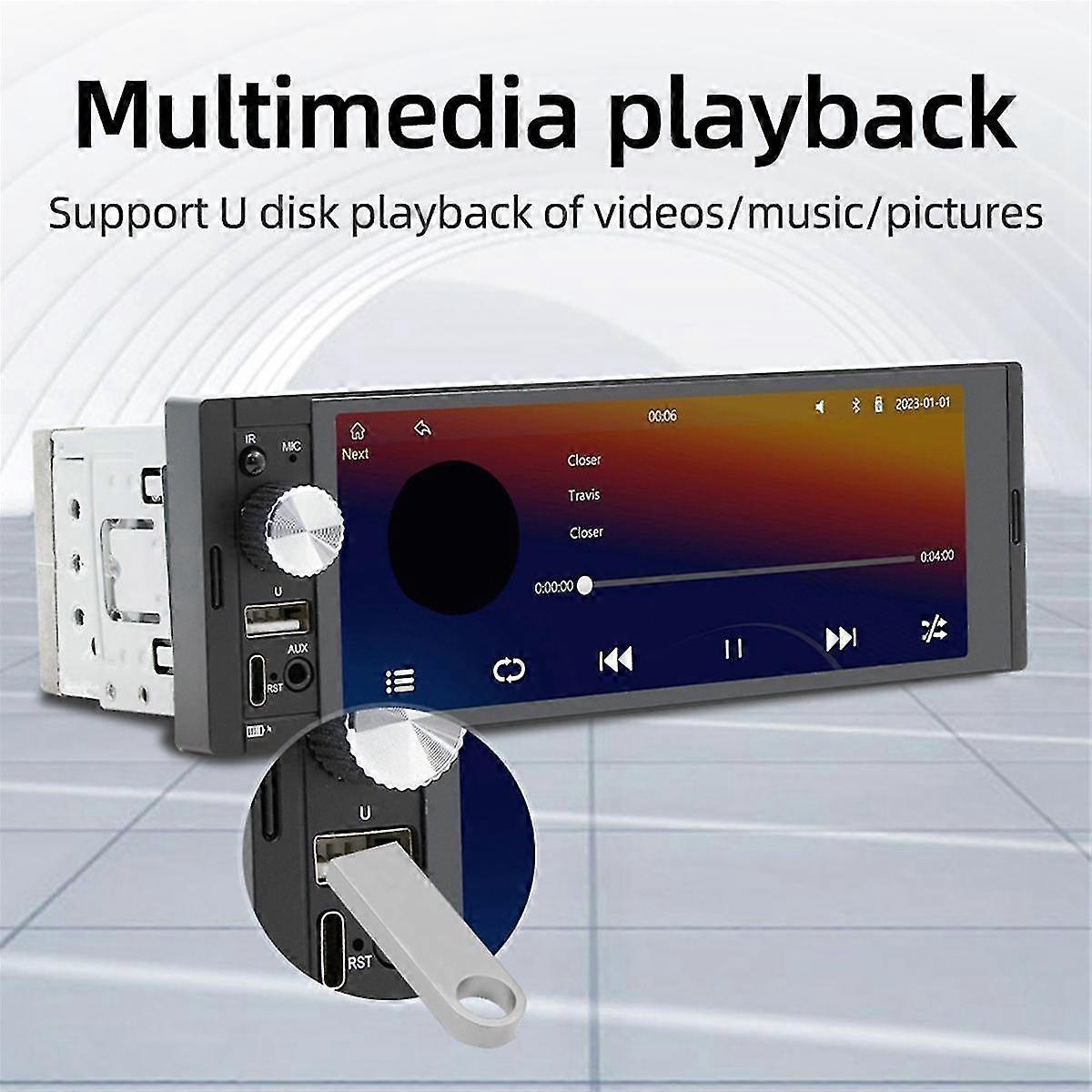 Lecteur multimédia CarPlay sans fil de 6,36 pouces avec vue arrière, interconnexion de téléphone portable, Bluetooth, MP5