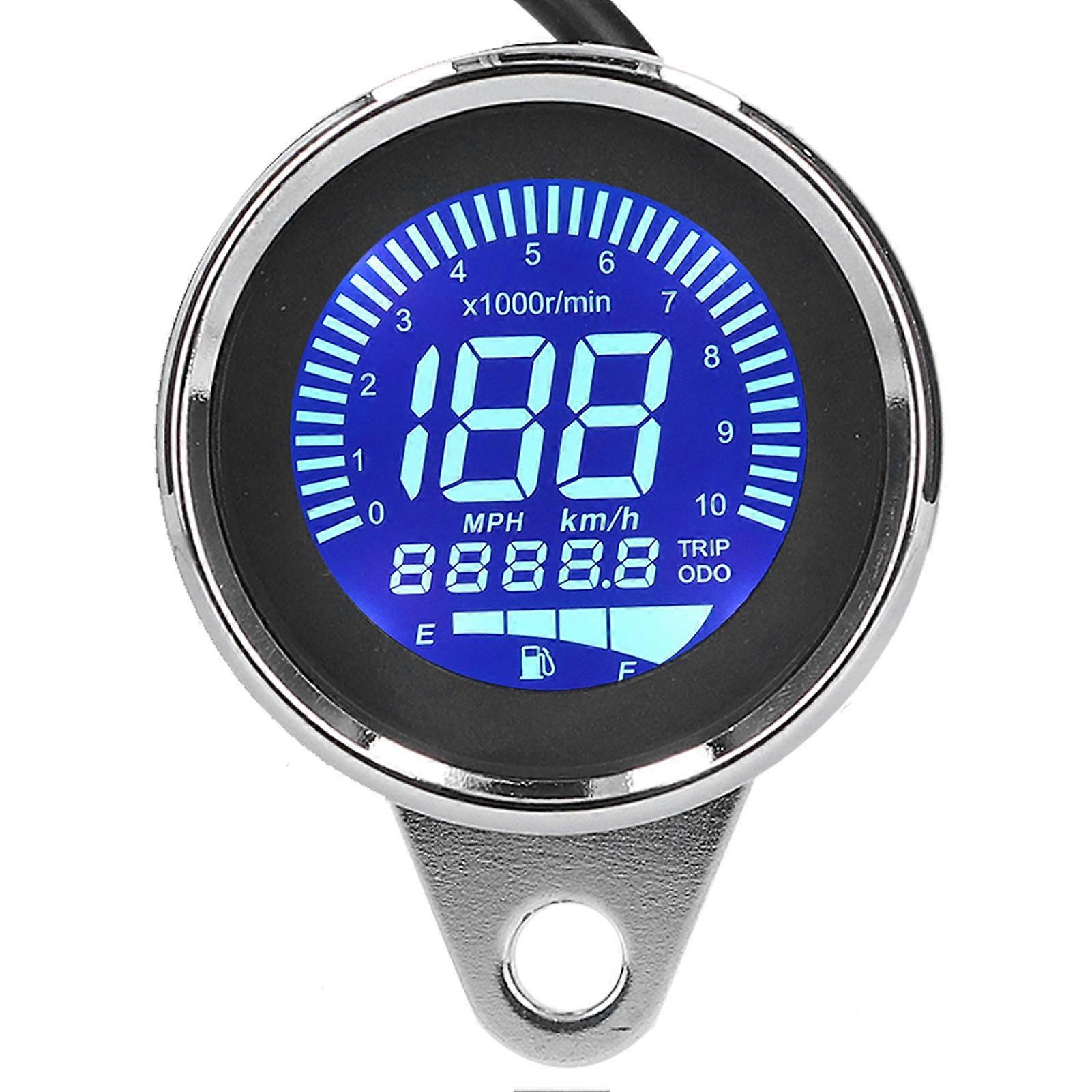 Speedometer 0160KM/H LCD Digital LED Speed Gauge for Motorcycle 12V DC Retro Chrome Style
