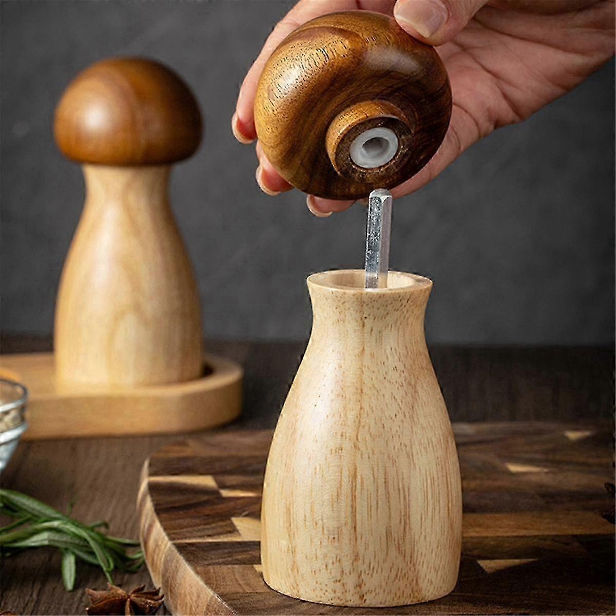 Multifunktionale Mühle Pilz Pfeffer Mühle Massivholz Pfeffermühle Meersalz Schwarzer Pfeffer Mahlflasche Set