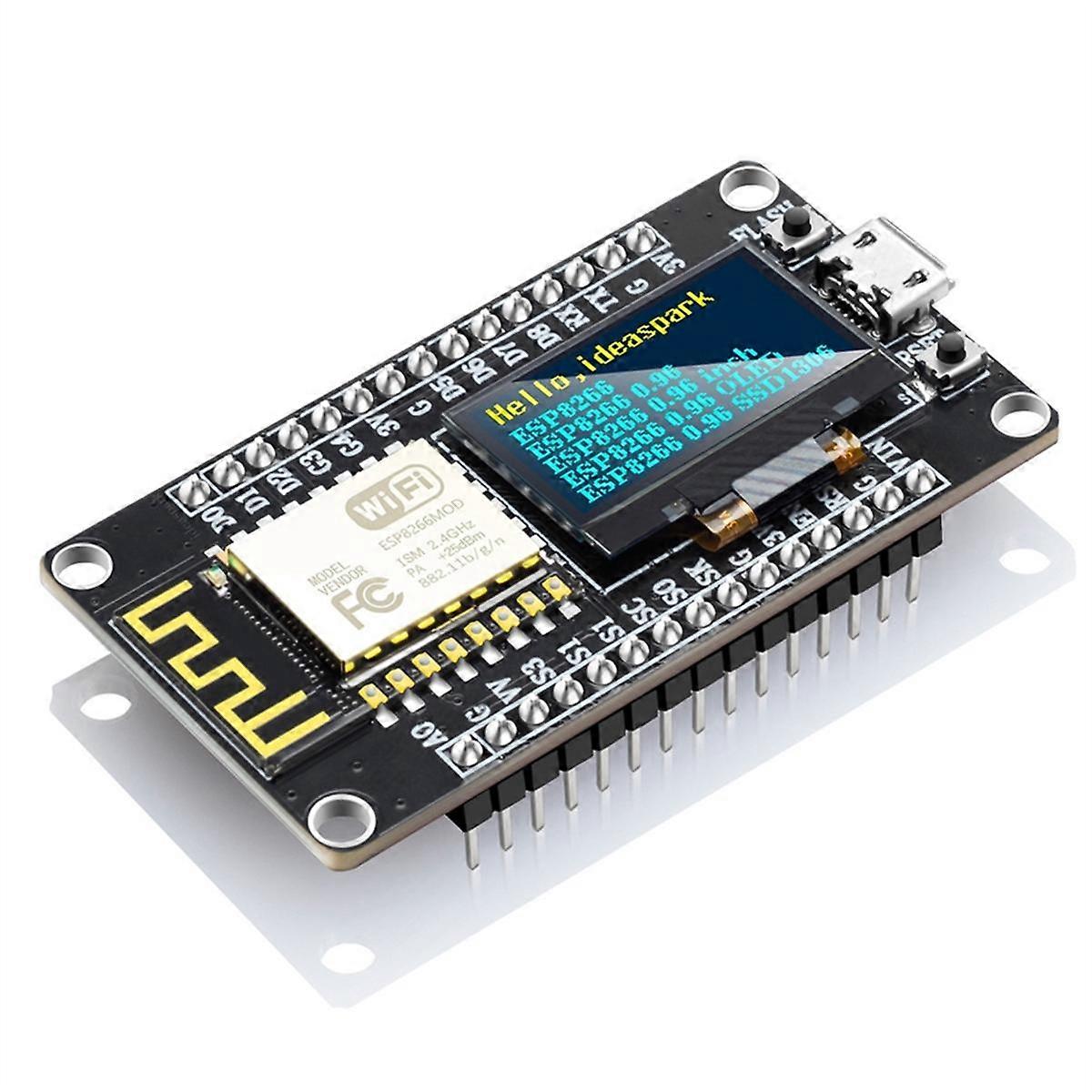 NodeMCU ESP8266 Development Board with 0.96Inch OLED Display CH340 ESP-12E WiFi Module -USB for Mic
