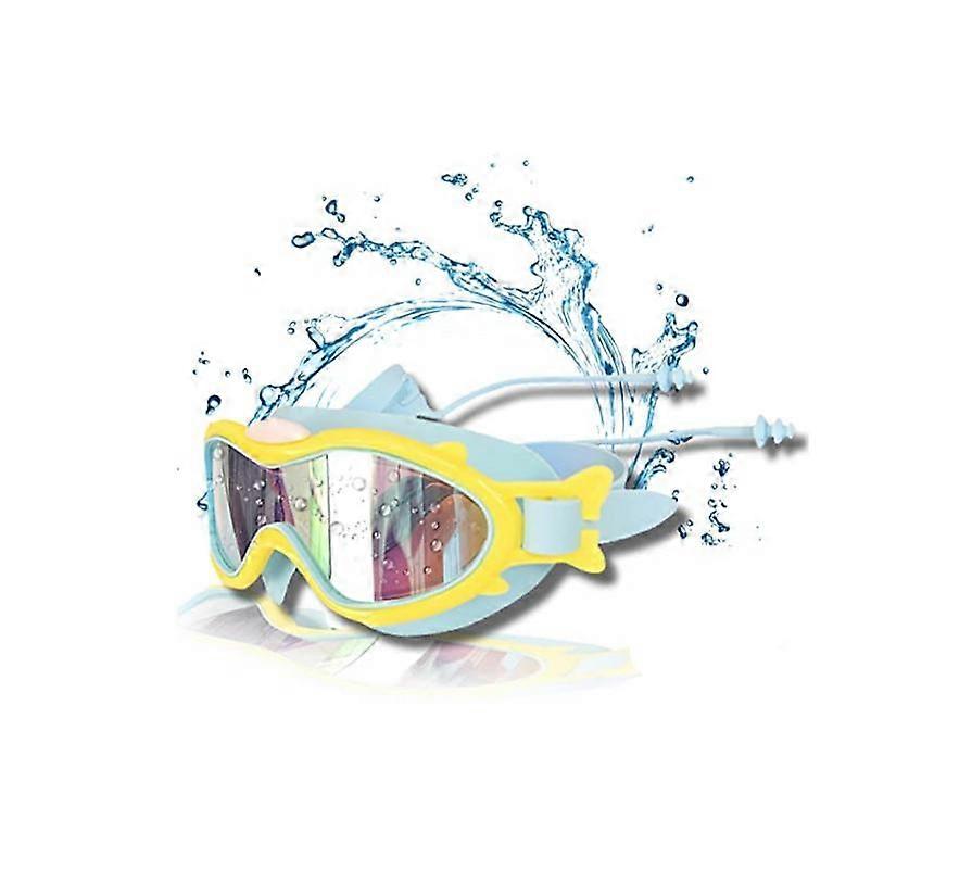 Yellow and blue swimming goggles for children (4-12 years old), waterproof and anti-UV swimming goggles for boys and girls, swimming mask for children