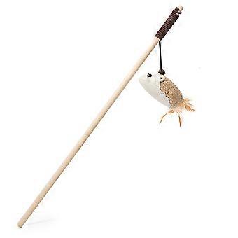 Cat Teaser Wand Wooden Teaser Stick Interactive Claw Grinding Wand Toy Durable Interesting Funny Cat Stick for Indoors Outdoors Type 1