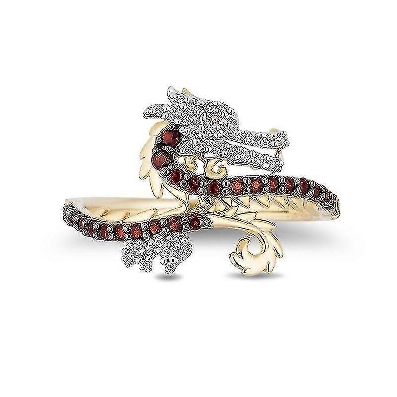 Trendy Gold Dragon Shaped Ruby Ring - Creative Gold Dragon Shaped Ruby Ring