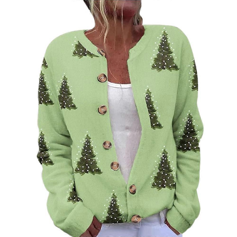 Ugly Christmas Sweater for Women Xmas Button Down Cardigan Winter Knitted Outerwear Coat