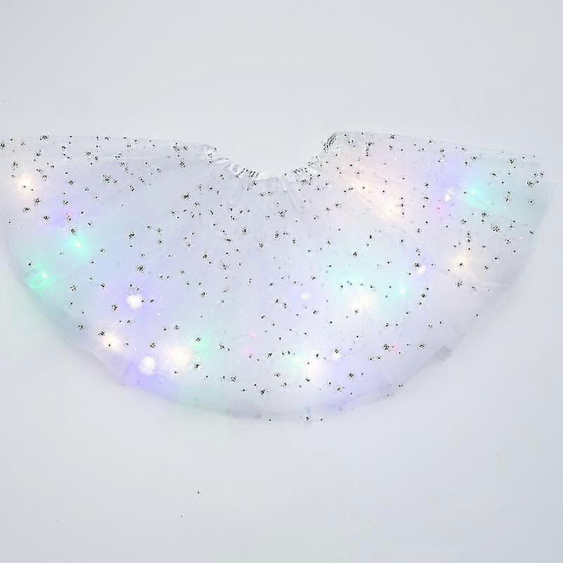 Dame LED-skjørt med lysende stjernedansskjørt, lagdelt ballett-tutus, elastisk netting-tyll, miniskjørt, fest- og karnevalkostyme