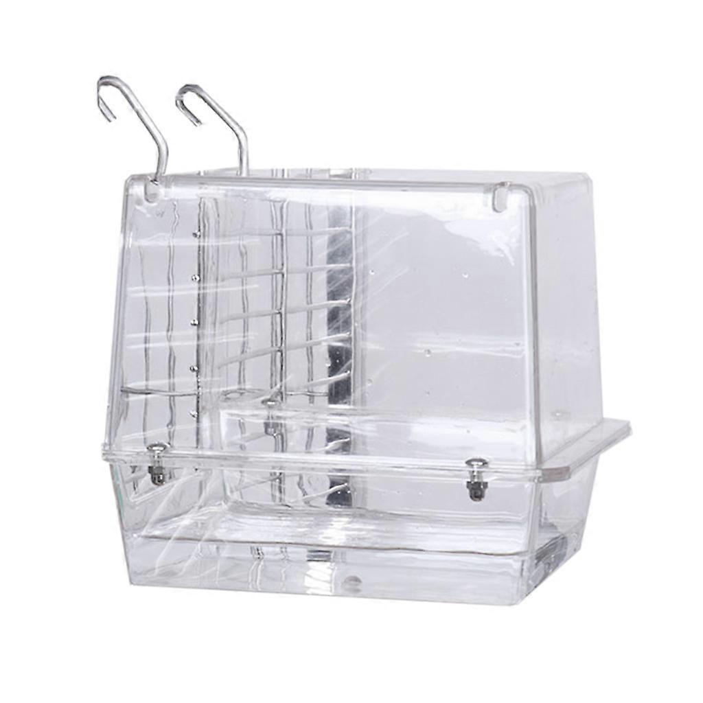 Double crochet suspendu amélioré Cage de bain d’oiseau réglable grand avec vue dégagée transparente Pet Perroquet Bain Ménage