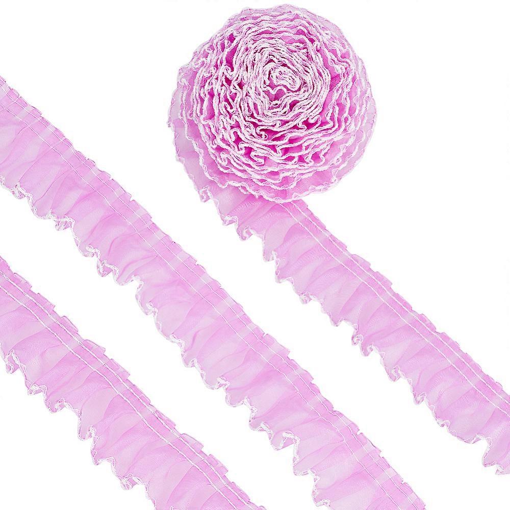 8 Yard Polyester Pleated Lace Ribbon Wave Edge Lace Trim Clothes Accessories Orchid 1/2 inch(14mm)