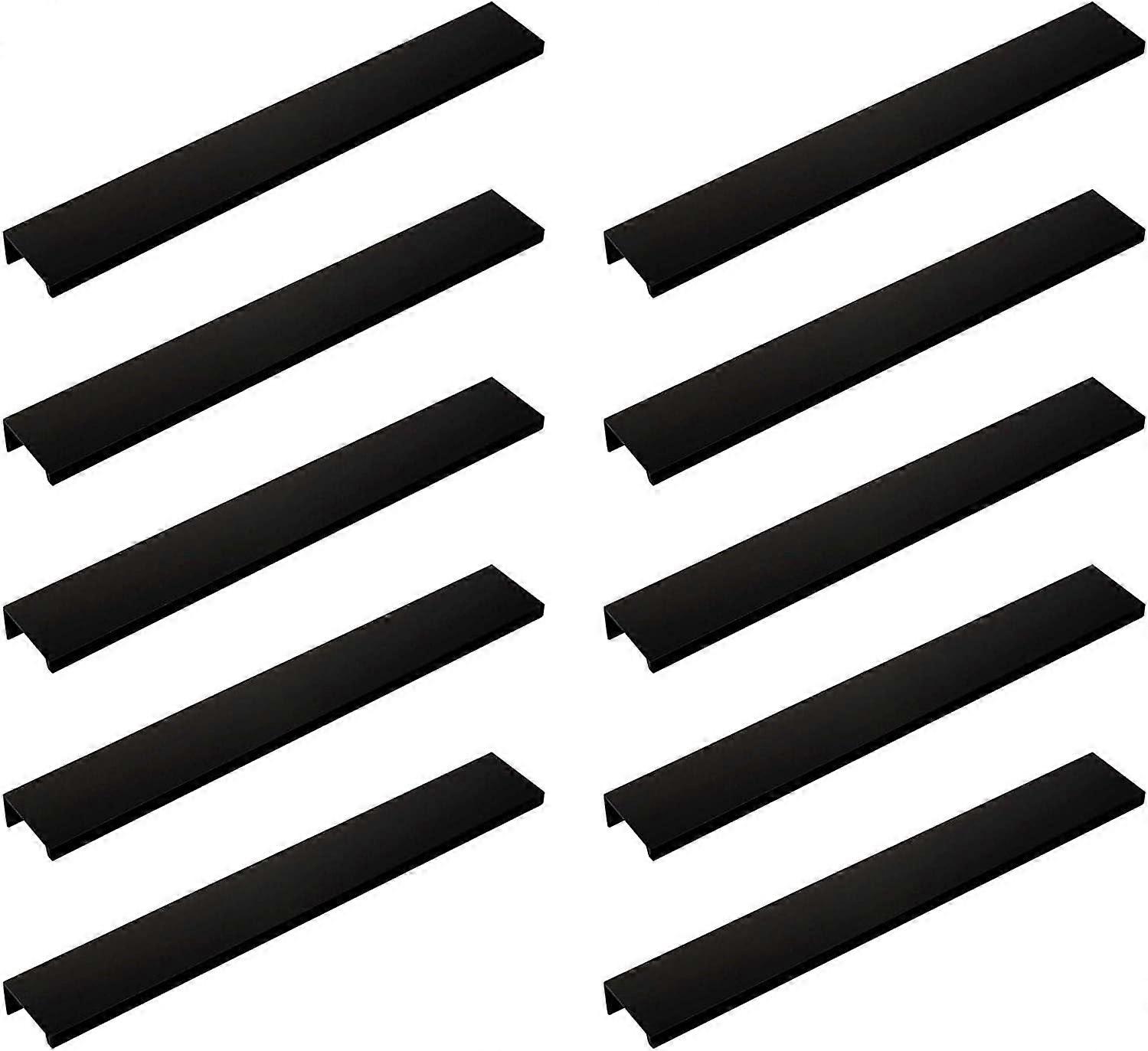 (Noir)Lot de 10 Poigne Dore Poigne de Meuble Dore - Poigne Invisible Poignee de Meuble Cuisine Dore Poigne Meuble Dore en Alliage d'Aluminium Entraxe