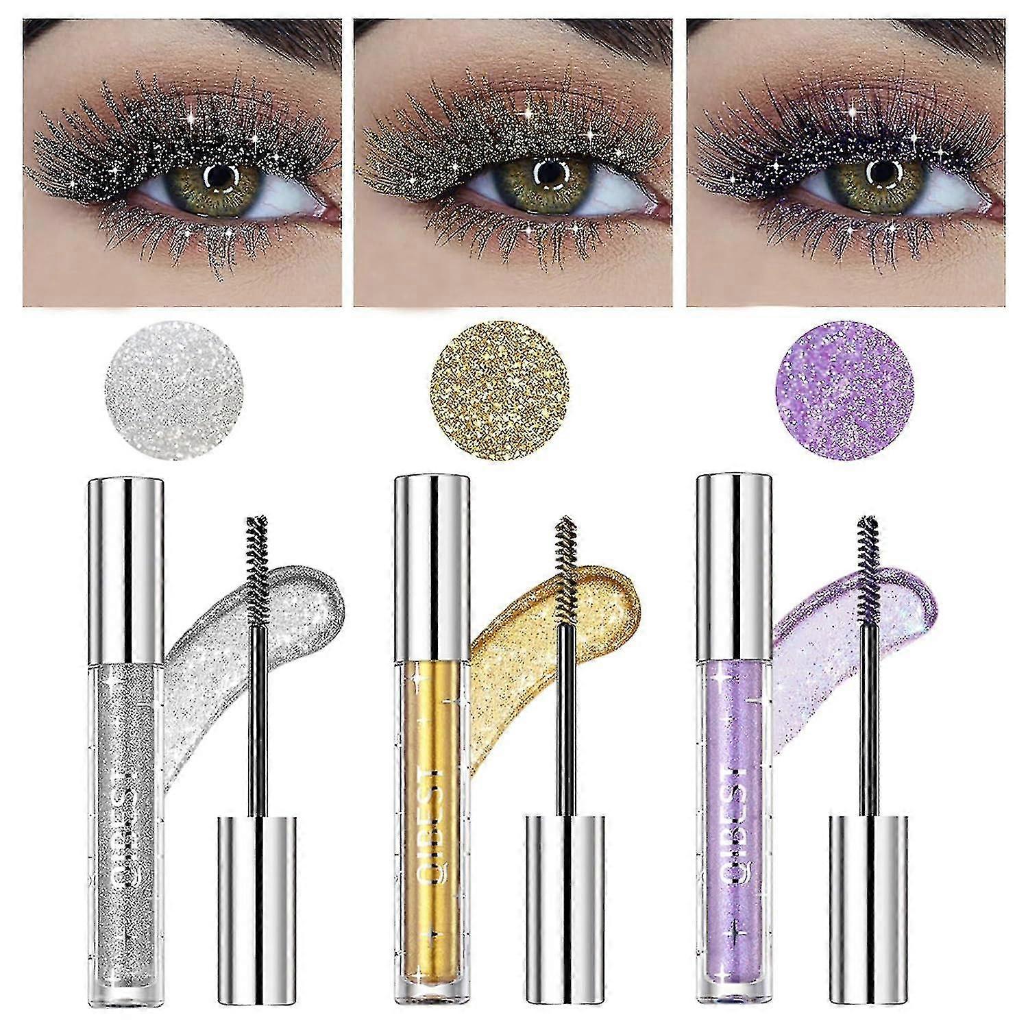 Colored Mascara for Eyelashes, Liquid Glitter Mascara, Diamond Glitter Color Colorful Mascara, Shiny Long Lasting Smudge-Proof Mascara