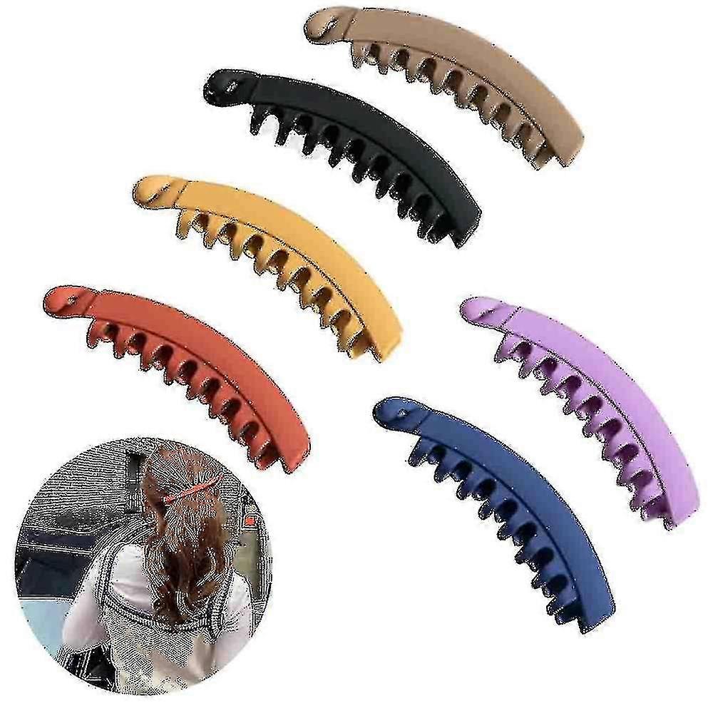 6 Pack Large Banana Clips Big Banana Hair Clips Non-slip Ponytail Holder Clip For Women And Girls