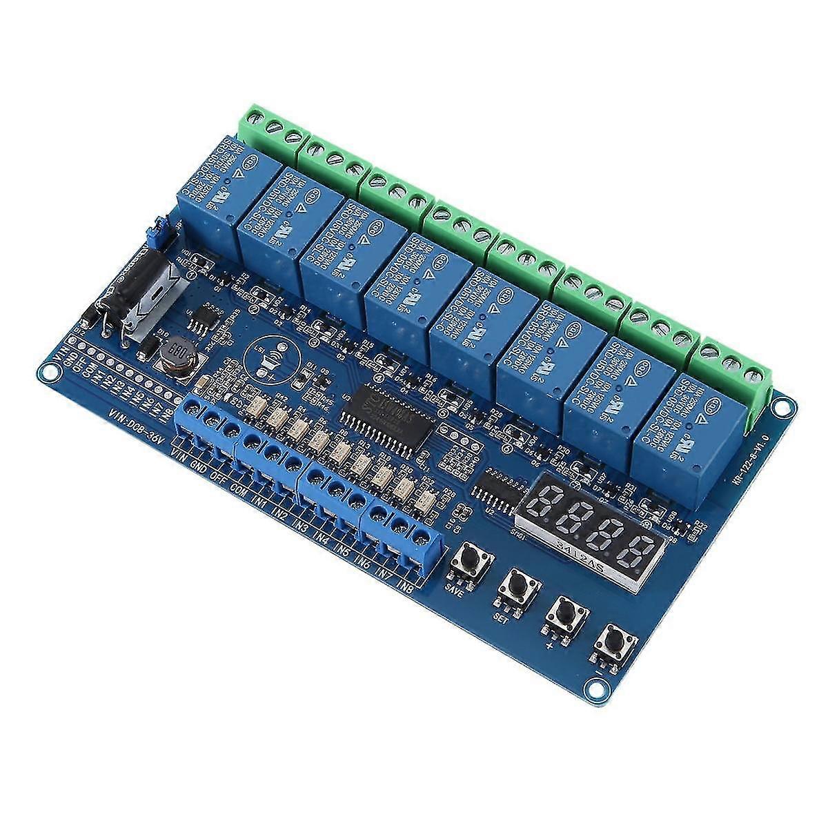 Dc 8V-36V 8-Channel Multifunction Time Delay Relay Interface Board Module with Light Couple Red Display