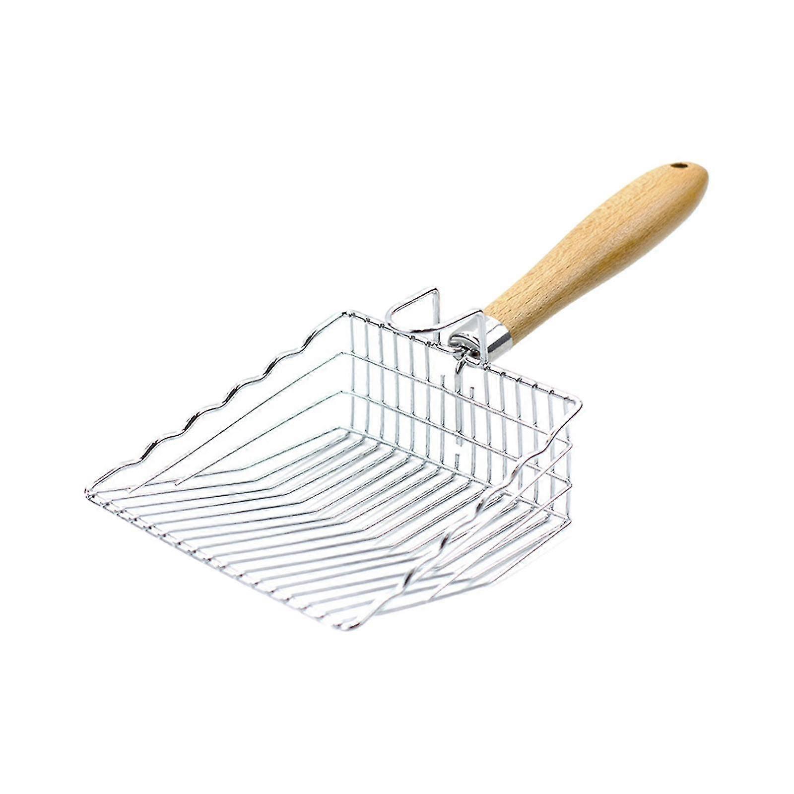 ארגזי חול סקופר, כף מדידה למסננת חול לחתולים, סינון חול מקורה עם ידית עץ כף חול לחיות מחמד לציוד לחיות מחמד