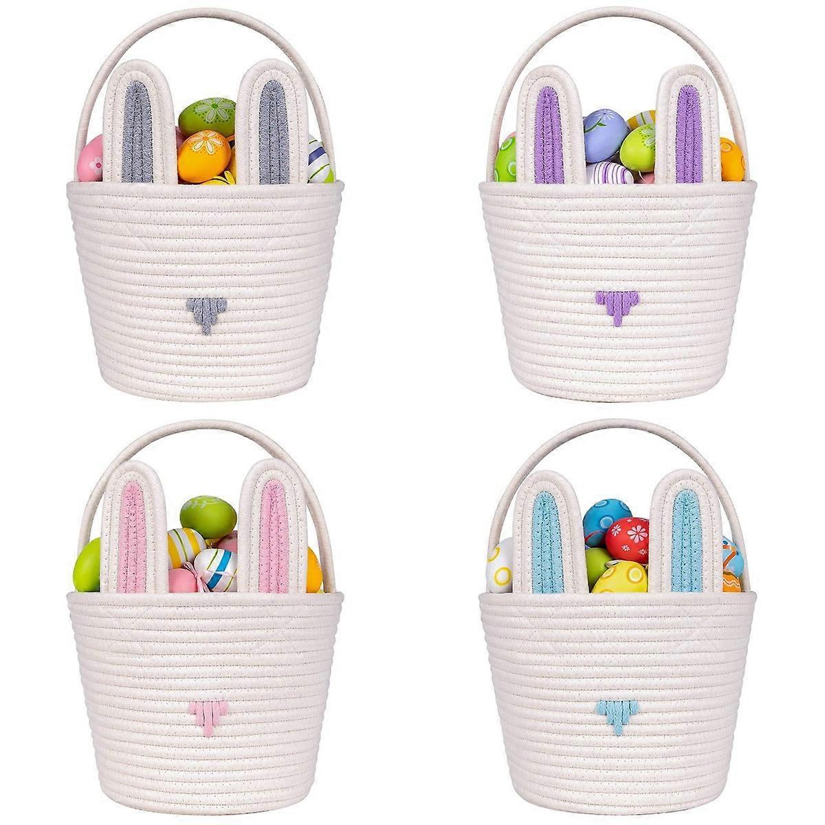 Första påskkorgen påskharen korg Tomma påskhinkar för barn, påskäggsjakt korgväskor Stabil mjuk påskpresentkorg för barn