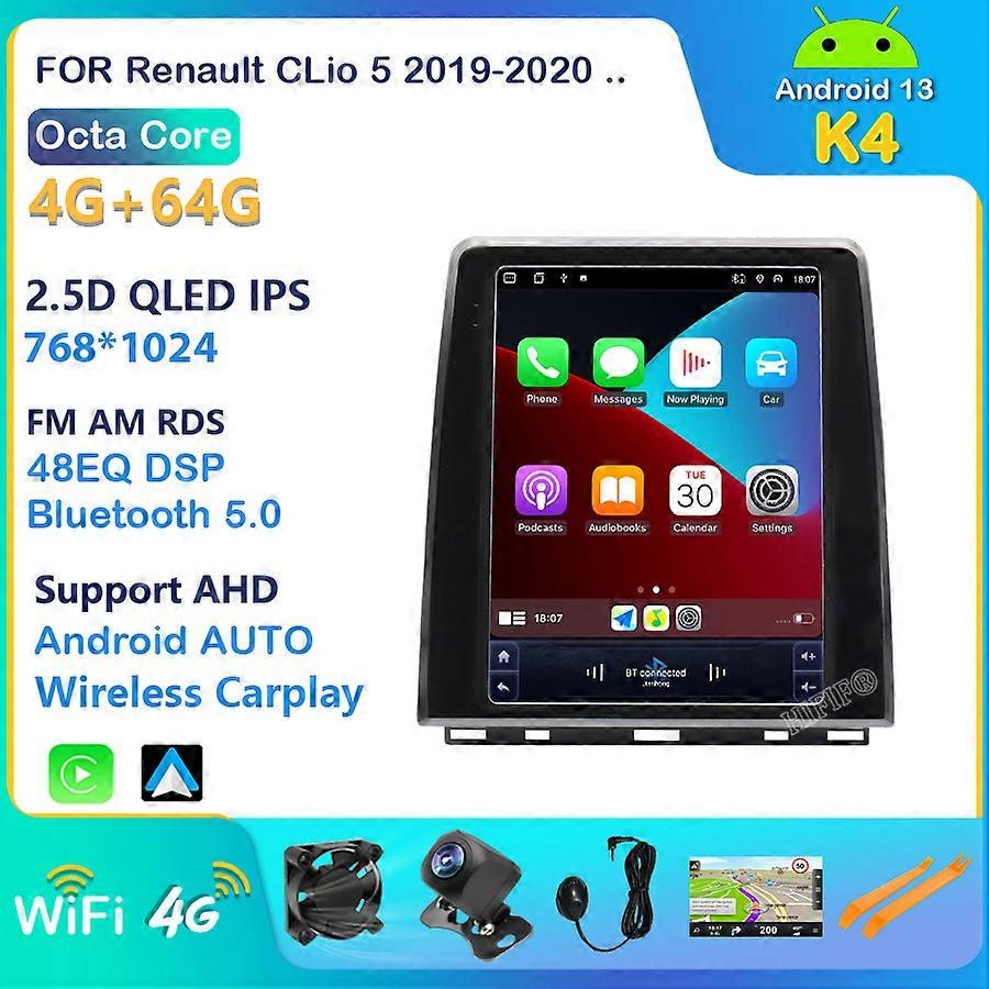 10.4 Inch IPS Vertical Screen Android 4 Core CPU Radio Video Nav GPS Navigation for Renault CLio 5 2019-2020 Car Player