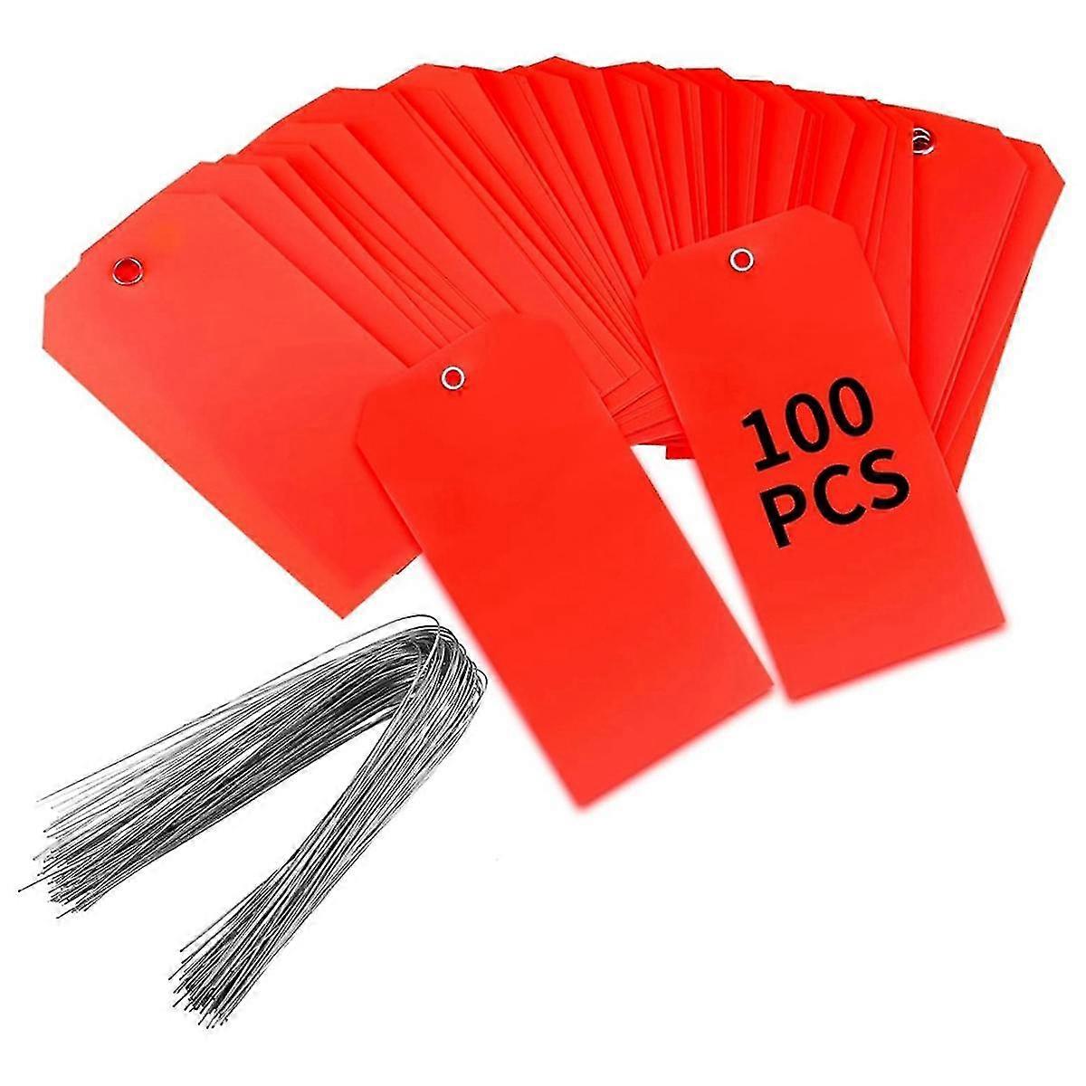 100 Pieces 4 3/4inch X 2 3/8inch Plastic Shipping Tags With Wires Blank Labeling Tags Waterproof Ha - YX