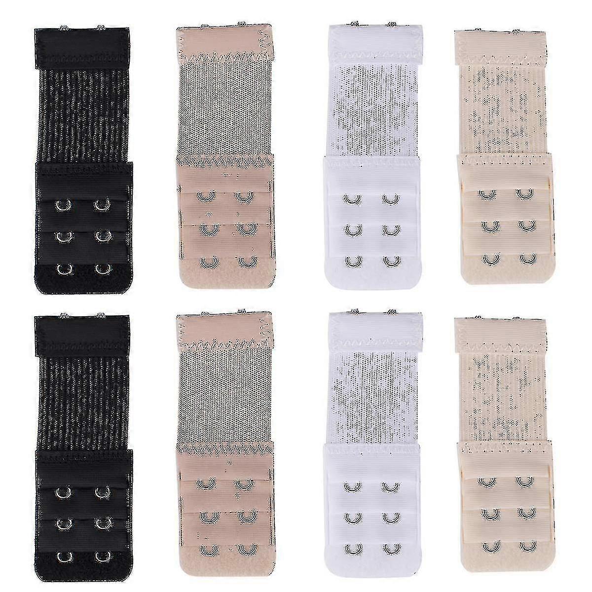 Bra Extender, Women Elastic Extender Set 3 Rows X 2 Hooks, 8pcs