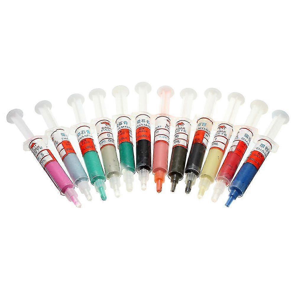 12pcs Diamond Polishing Lapping Paste Compound Syringes 0.5-40 Micrometer 5