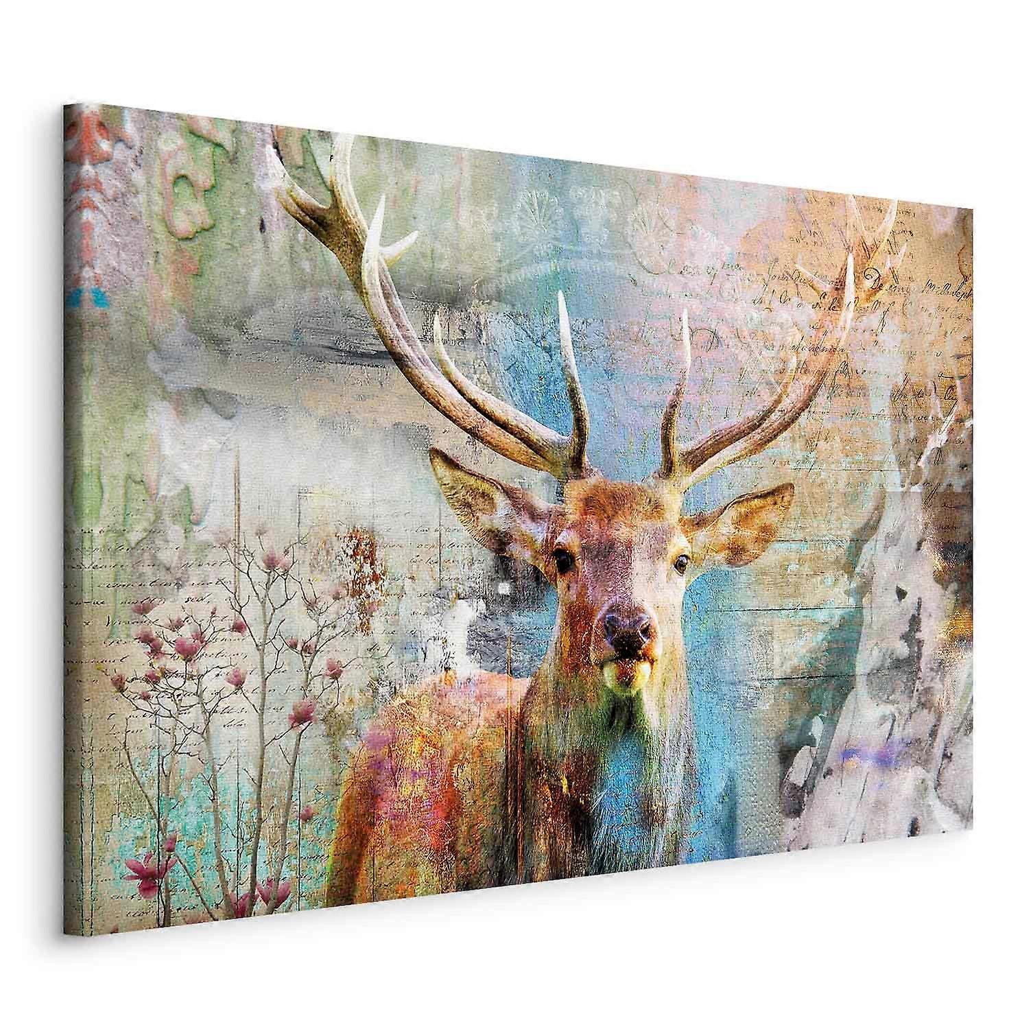 Canvas Print - Cerf sur bois