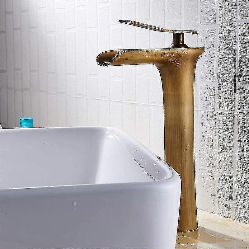 Robinet de lavabo cascade doré à haute cascade - Élégant mitigeur de lavabo S2024123016596
