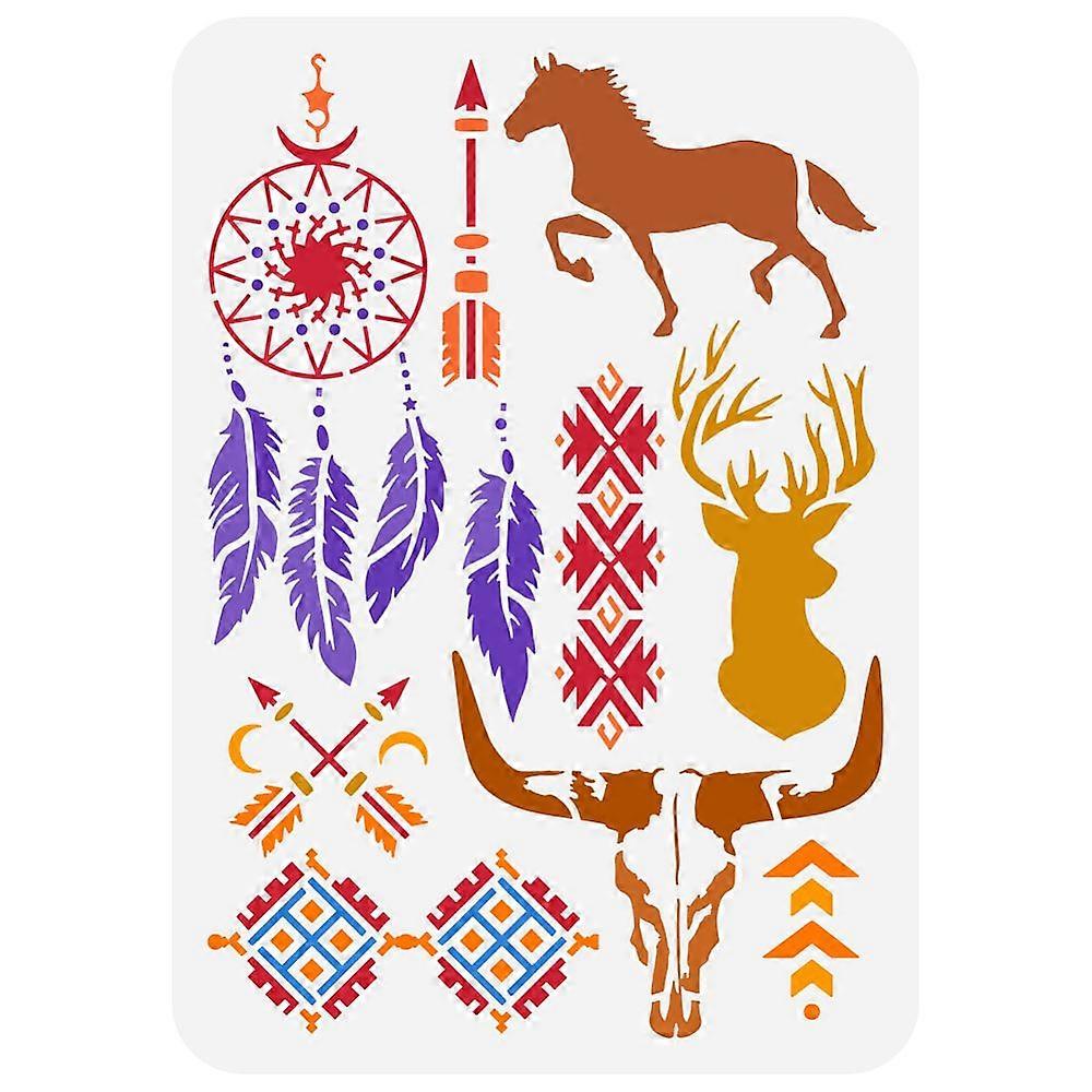 1pc Plastic Drawing Painting Stencils Templates for Painting on Scrapbook Fabric Tiles Floor Furniture Wood Rectangle Mixed Shapes 29.7x21cm