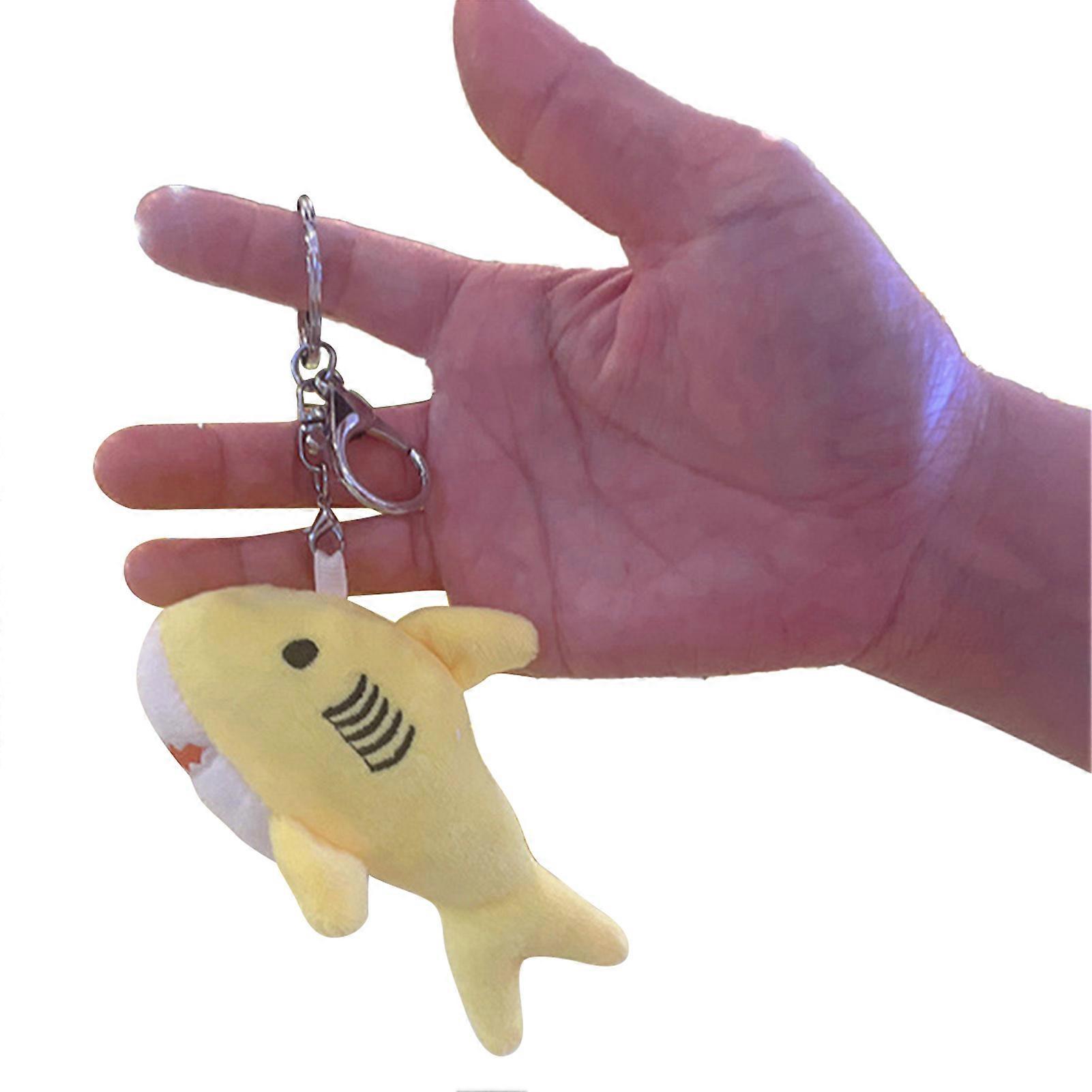 Stuffed Shark Plush Keychain Yellow Soft PP Cotton Small Animal