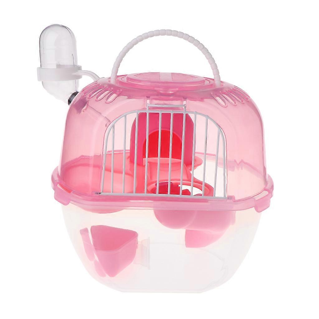 Small Animals Double Layer for Carrier Cage Breathable Portable Outgoing for Case for Hamster Hedgehog Squirrel Rat Mous Pink